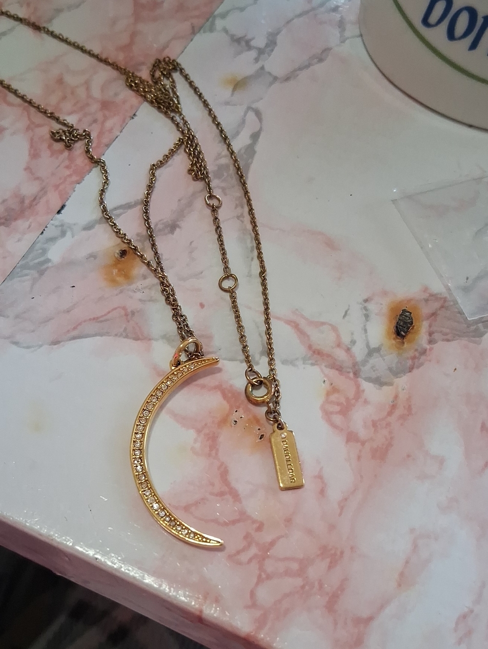 Gold Crescent Moon Necklace with Crystal Accents Baublebar